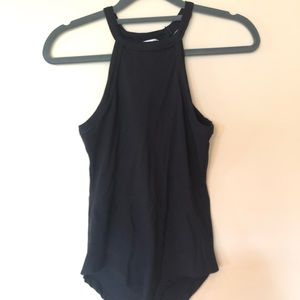 High neck ribbed bodysuit